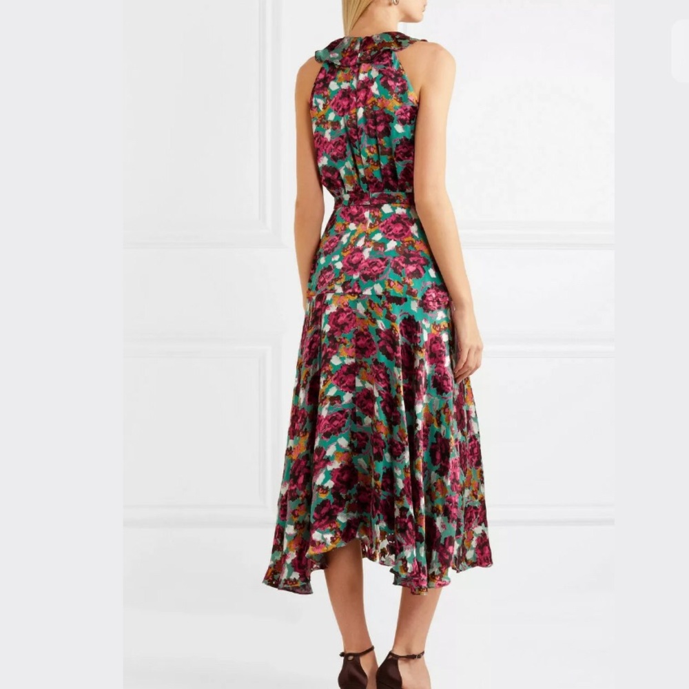 SALONI Floral Midi Dress in Fuchsia, Teal and Black - Picture 3 of 8